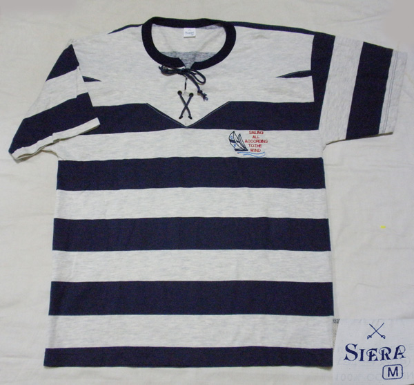 M【ボーダー柄/Tシャツ】セーリング ヨット ギリシャ製 ビンテージ 古着拍卖