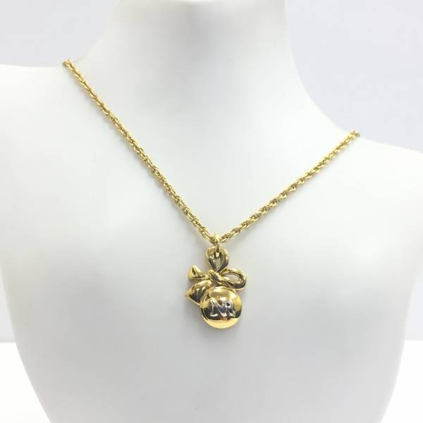 【ネックレス】約35+5cm NR 小ぶり リボンのような可憐なデザイン ゴールド 金色拍卖