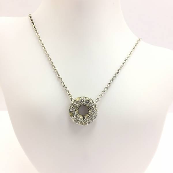 【ネックレス】約40cm ITALY シルバー 925 ダイヤのようなキラキラストーン ラウンド ドーナツ型拍卖