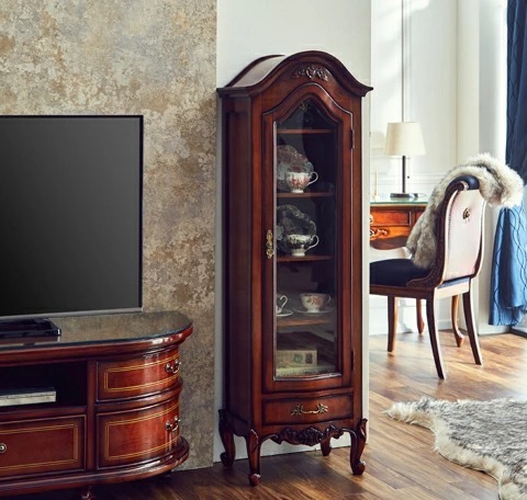 特価!アンティーク調 ブラウンウッド 食器棚 ガラスケース コレクションケース ガラスケース拍卖