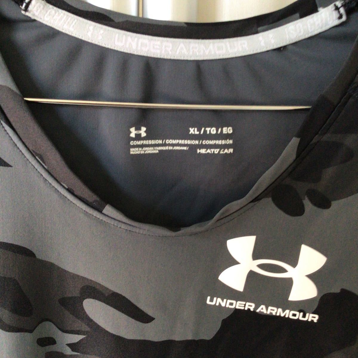 アンダーアーマー ヒートギア 黒 迷彩柄 UNDER ARMOUR HEAT GEAR コンプレッションシャツ タンクトップ ノースリーブシャツ ISO-CHILL XL拍卖