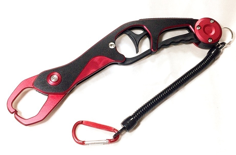 【送料無料】フィッシュグリップ 超軽量 アルミ製 魚掴み器 フィッシュキャッチャー レッド拍卖