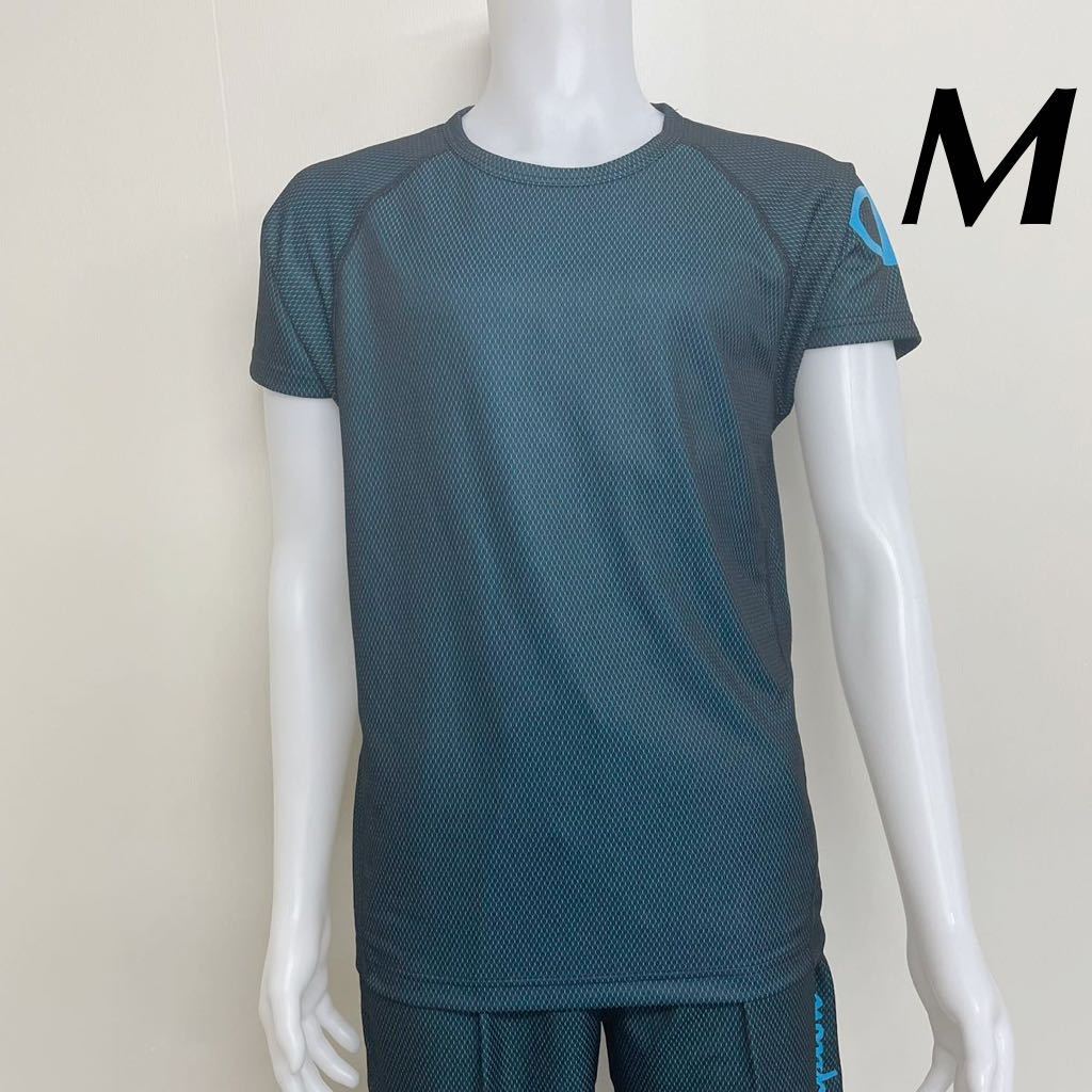 新品18378 Championチャンピオン M ブラック/ブルー メンズ半袖Tシャツ スポーツウェア ランニングジム 丸首Tシャツ 吸汗速乾UVカット拍卖