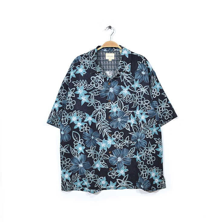 【送料無料】 JOSEPH&FEISS シルク 開襟 アロハシャツ ハワイアンシャツ オープンカラー メンズXL 黒アロハ ブラック 大きいサイズ CB1074拍卖