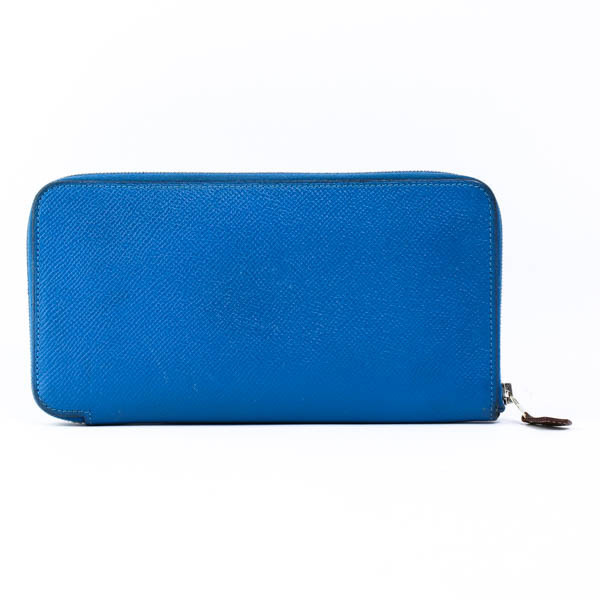 HERMES エルメス H071904CK ヴォーエプソン アザップロング シルクイン ラウンドファスナー ミコノス ブルー レザー X刻印 箱付 #30707YR拍卖