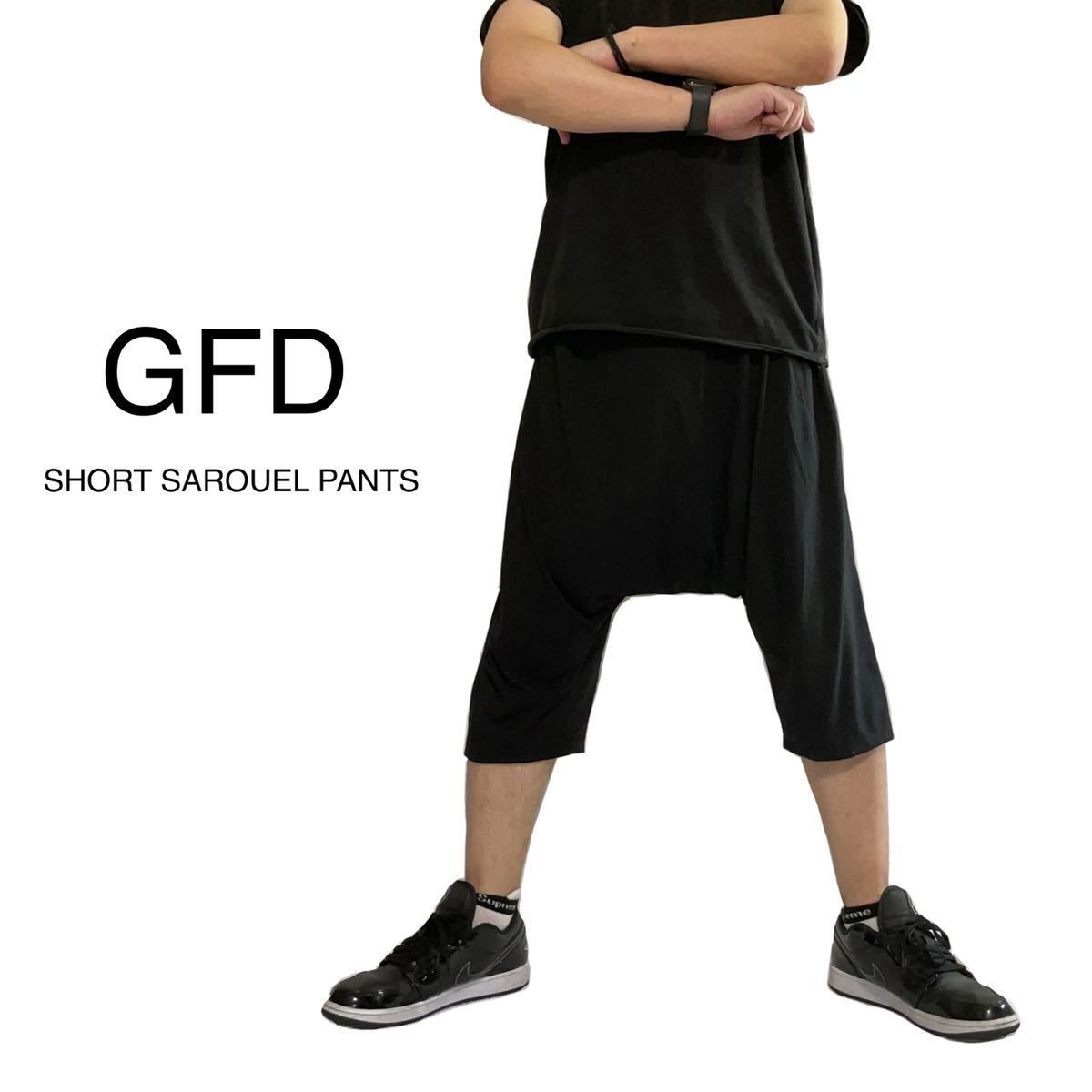 GFD ブラック クロップドパンツ ショートパンツ ハーフパンツ ワイドパンツ サルエルパンツ ガウチョパンツ拍卖
