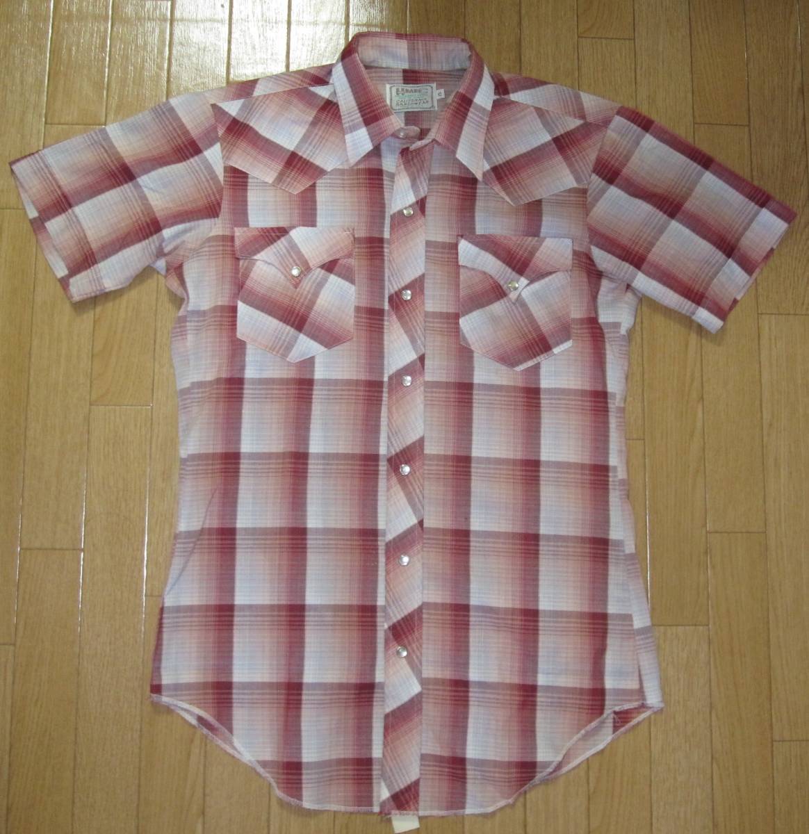 ☆70s ビンテージ HbarC 半袖 ウエスタンシャツ 15 / H bar C 縦ベル ショートホーン USA アメリカ 古着 拍卖
