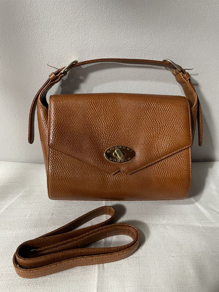 本革美品ウンガロemanuel ungaroハンドバッグショルダー鞄レディース拍卖