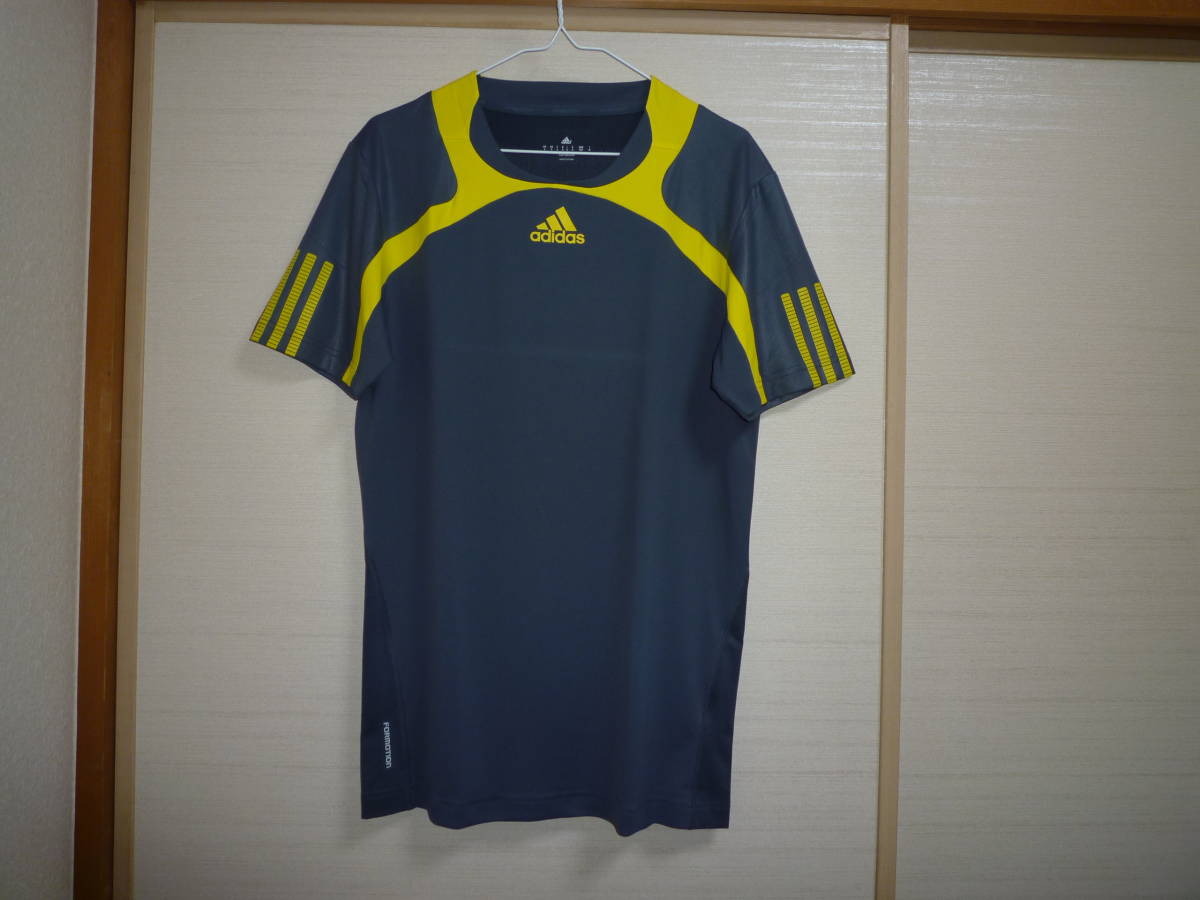 アディダス FORMOTION 半袖シャツ グレー×黄色 Mサイズ拍卖