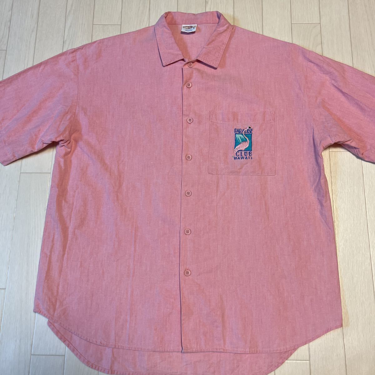 希少 80s USA製 crazy shirts クレイジーシャツ HAWAII PARADISE CLUB フラミンゴ 刺繍 半袖シャツ拍卖