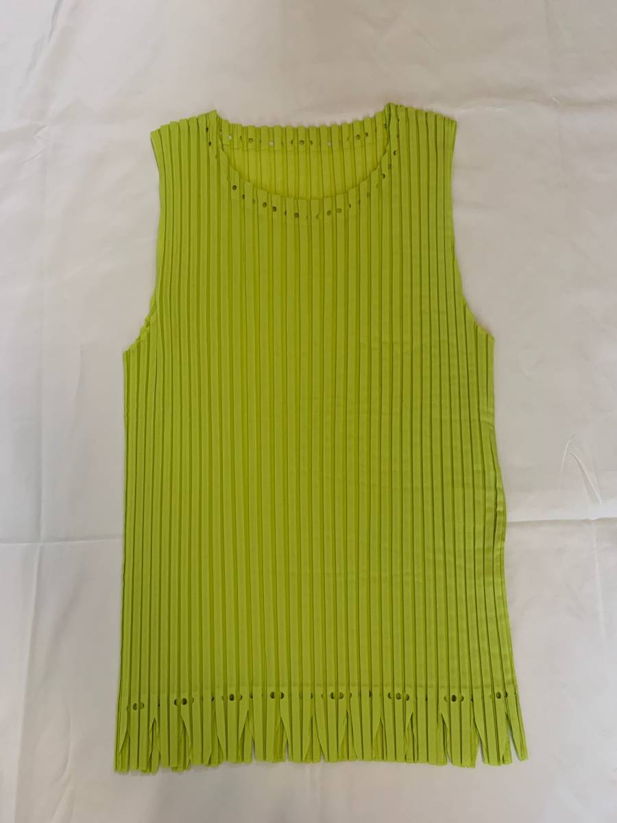ISSEYMIYAKE イッセイ ミヤケ トップス カットソー ノースリーブ ギザギザ 変形 アーカイブ archive tops 蛍光イエロー拍卖