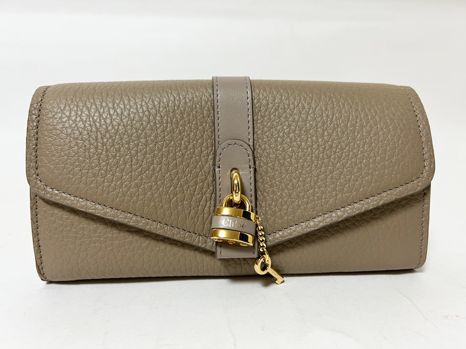 送料無料 Chloe クロエ ABY アビー 2つ折り 長財布 ロングウォレット レザー グレージュ 美品拍卖