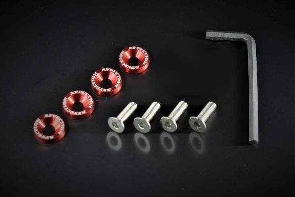 送料無料 50系/ZVW50/ZVW51/ZVW55 前期/後期 プリウス ナンバーボルト アルマイトカラー カラーリング 防犯性向上 4本入り レッド/赤拍卖