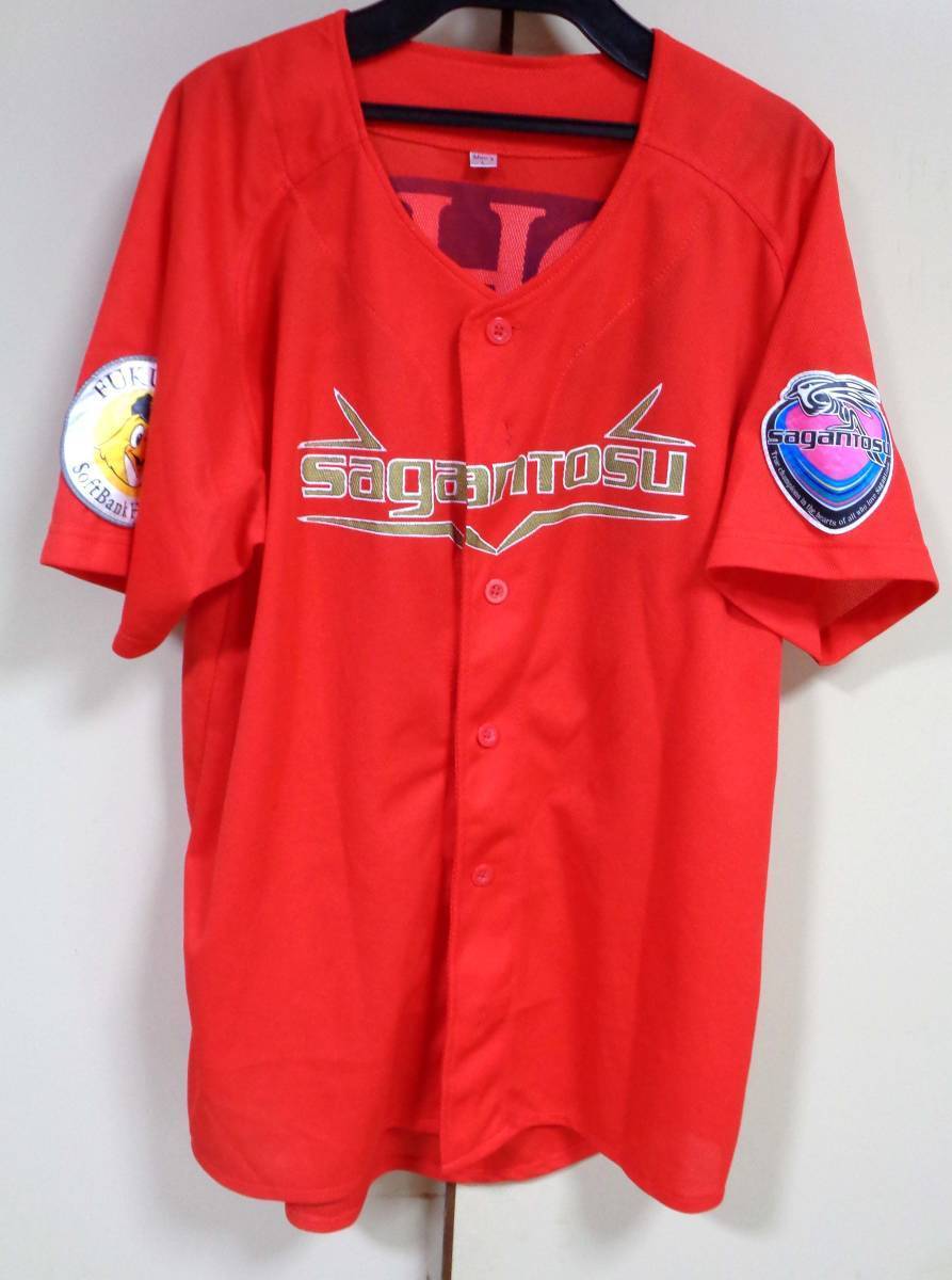 2014赤/Lサイズ◇古着◆福岡ソフトバンクホークスSoftbankHawks『鷹の祭典』×Jリーグ・サガン鳥栖応援ユニフォーム☆プロ野球観戦◇拍卖