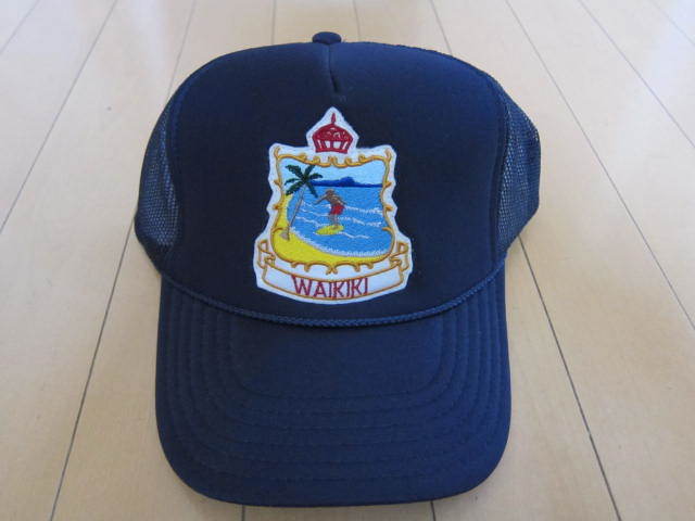 ハワイ ワイキキ サーファー サーフィン ロングボード 男女兼用 メンズ otto メッシュキャップ 帽子 ワッペン パッチ ビンテージ ネイビー 拍卖