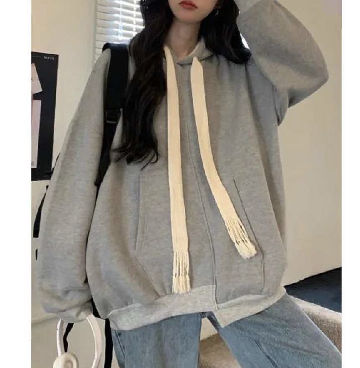 SEU 裾変形デザインパーカー グレー拍卖