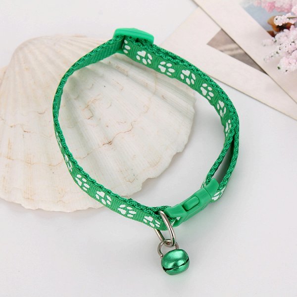「bsw-a2」 肉球 ペット 首輪 鈴 長さ調節可能 ネコ 犬 首輪 ナイロン(グリーン)拍卖