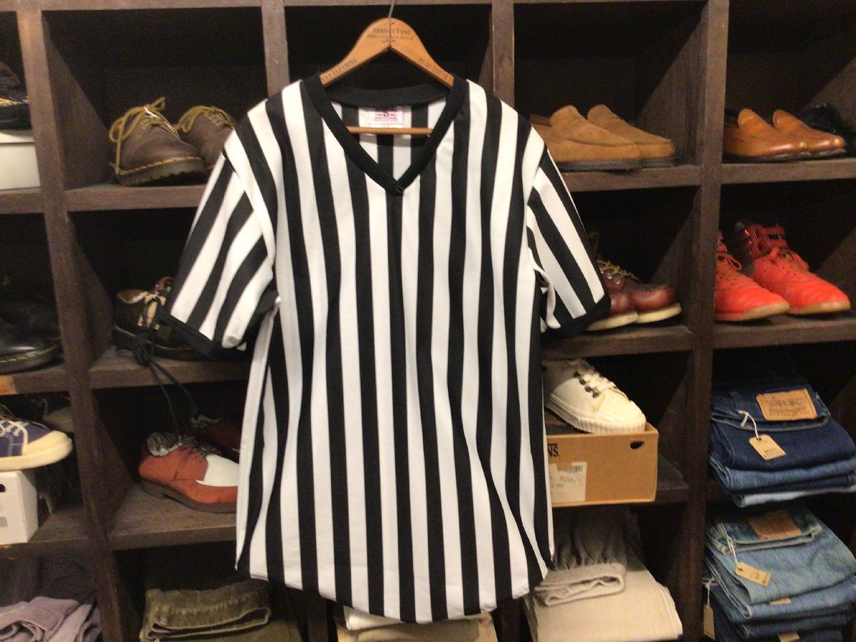 TEAMWORK NYLON REFEREE SHIRT SIZE M チームワーク ナイロン レフェリー シャツ 審判 ボーダー ストライプ 白黒拍卖