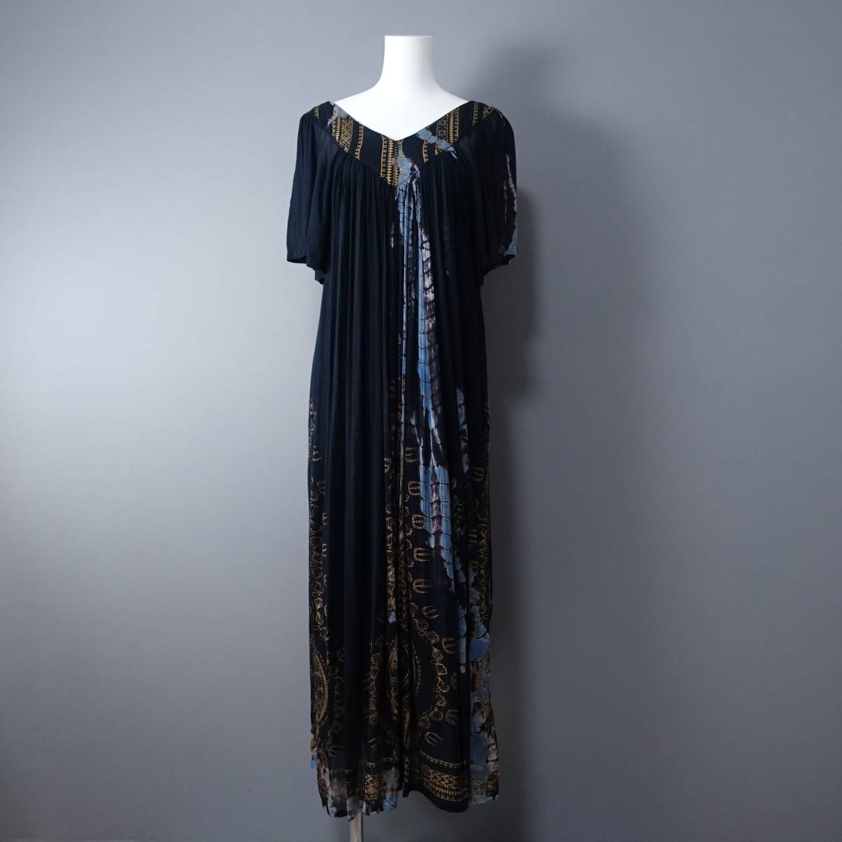 ☆美品☆sacred threads/FREEサイズ/ワンピース/ダークネイビー/レディース/ロング拍卖