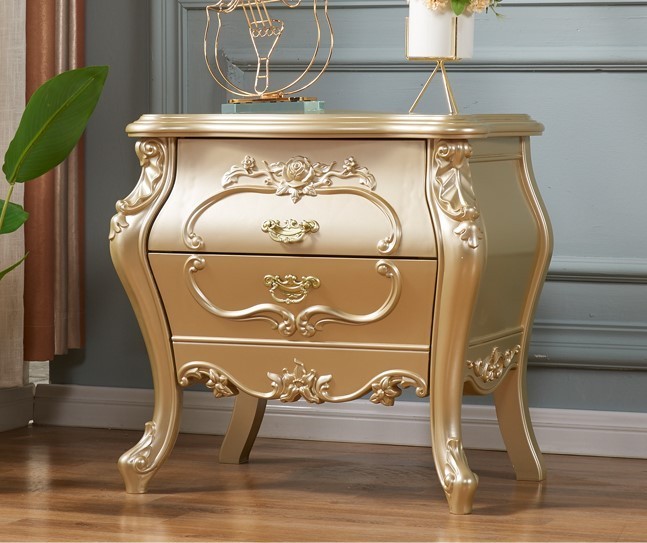 サイドチェスト 引き出し ヨーロッパ風 アンティーク ロココ調 5-4拍卖