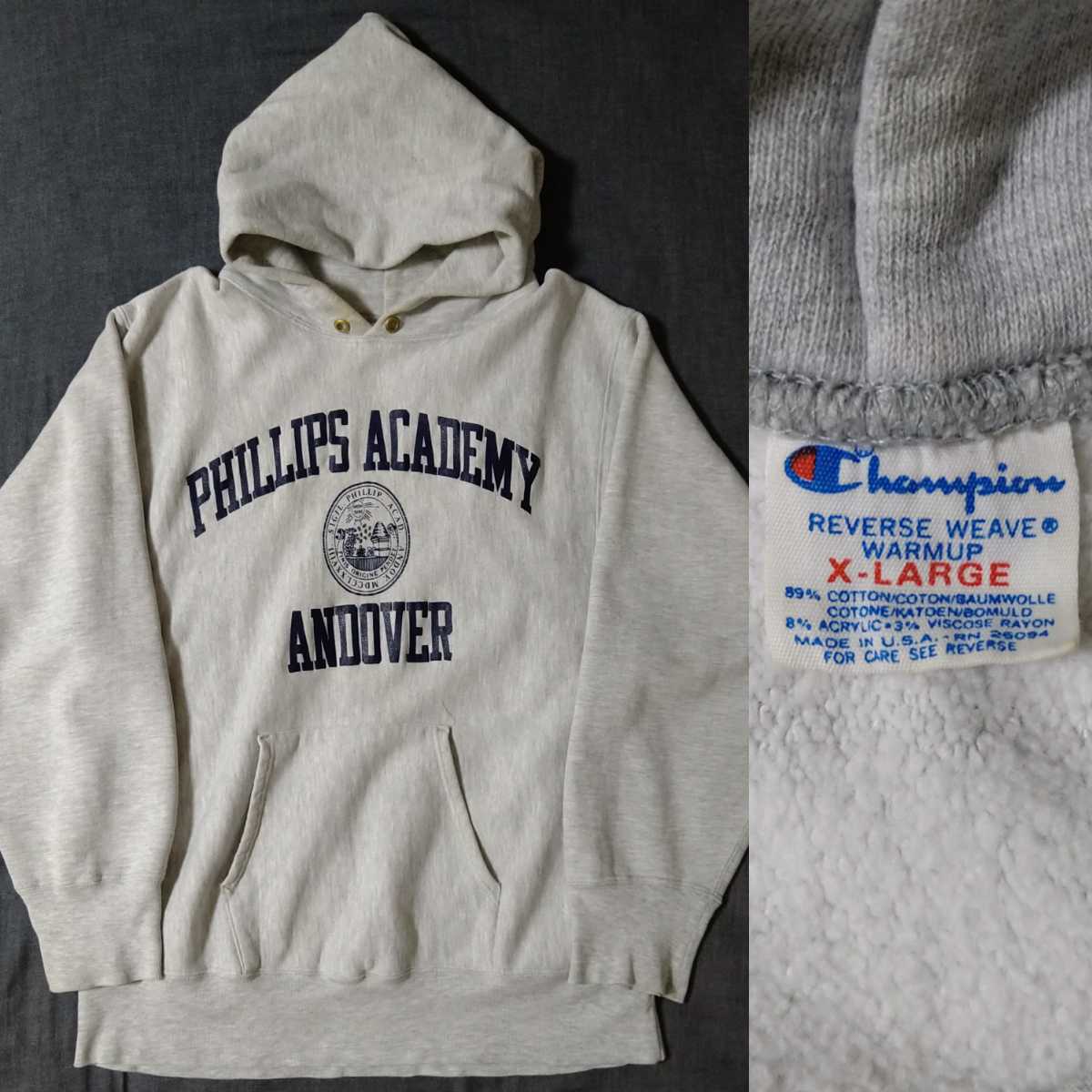 USA製 80s Champion REVERSE WEAVE チャンピオン リバースウィーブ スウェット パーカー 3段プリント XL トリコタグ アメリカ製 米国製 拍卖