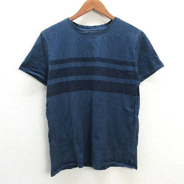 y■日本製■アーペーセー/A.P.CマルチボーダーTシャツ■紺【S】MENS/10【中古】拍卖