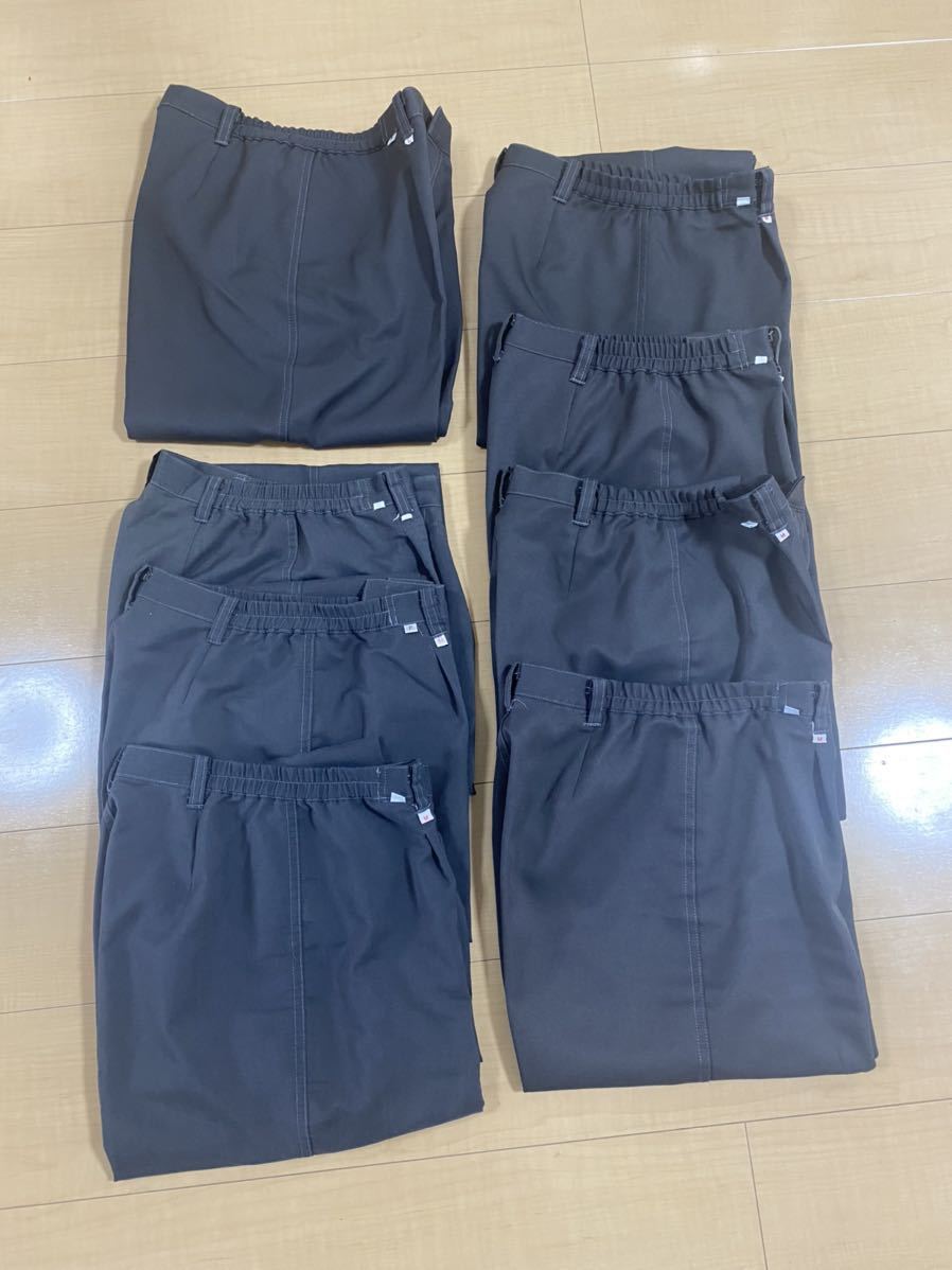 まとめて8着 ♪レディース作業着ミドリ安全ワークパンツ不二越制服スラックスロングパンツ長ズボンM7枚L1枚グレーチームユニフォーム拍卖