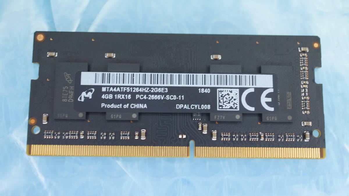 【Apple純正メモリ・ノートPC用・DDR4-2666・4GB】Micron MTA4ATF51264HZ-2G5E3 4GB 1R×16 PC4-2666V-SC0-11拍卖