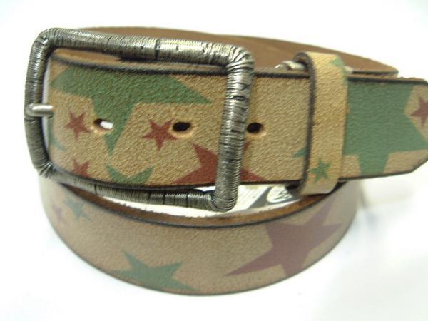 【ベルト館】転写プリント・ヴィンテージ レザーベルト スター拍卖