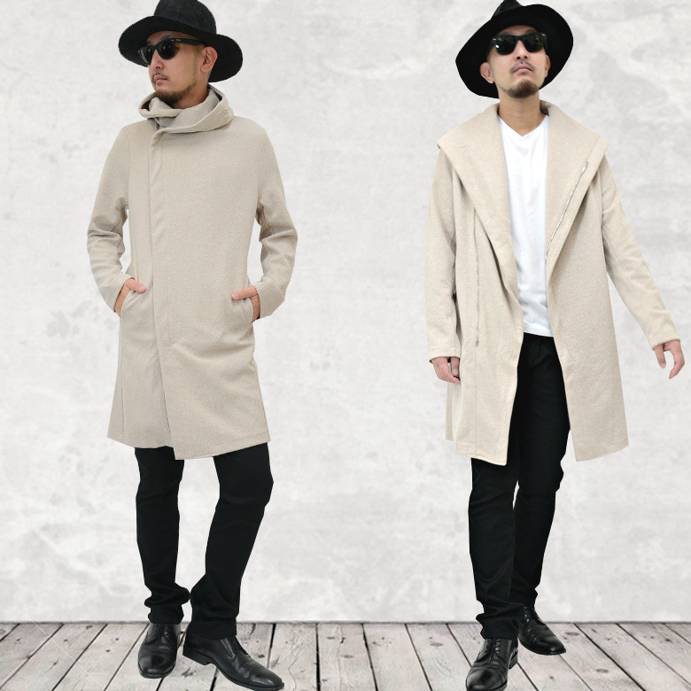 Bernings-Shoバイアス織ドレープフーデットコート 16-9193新品ベージュM拍卖