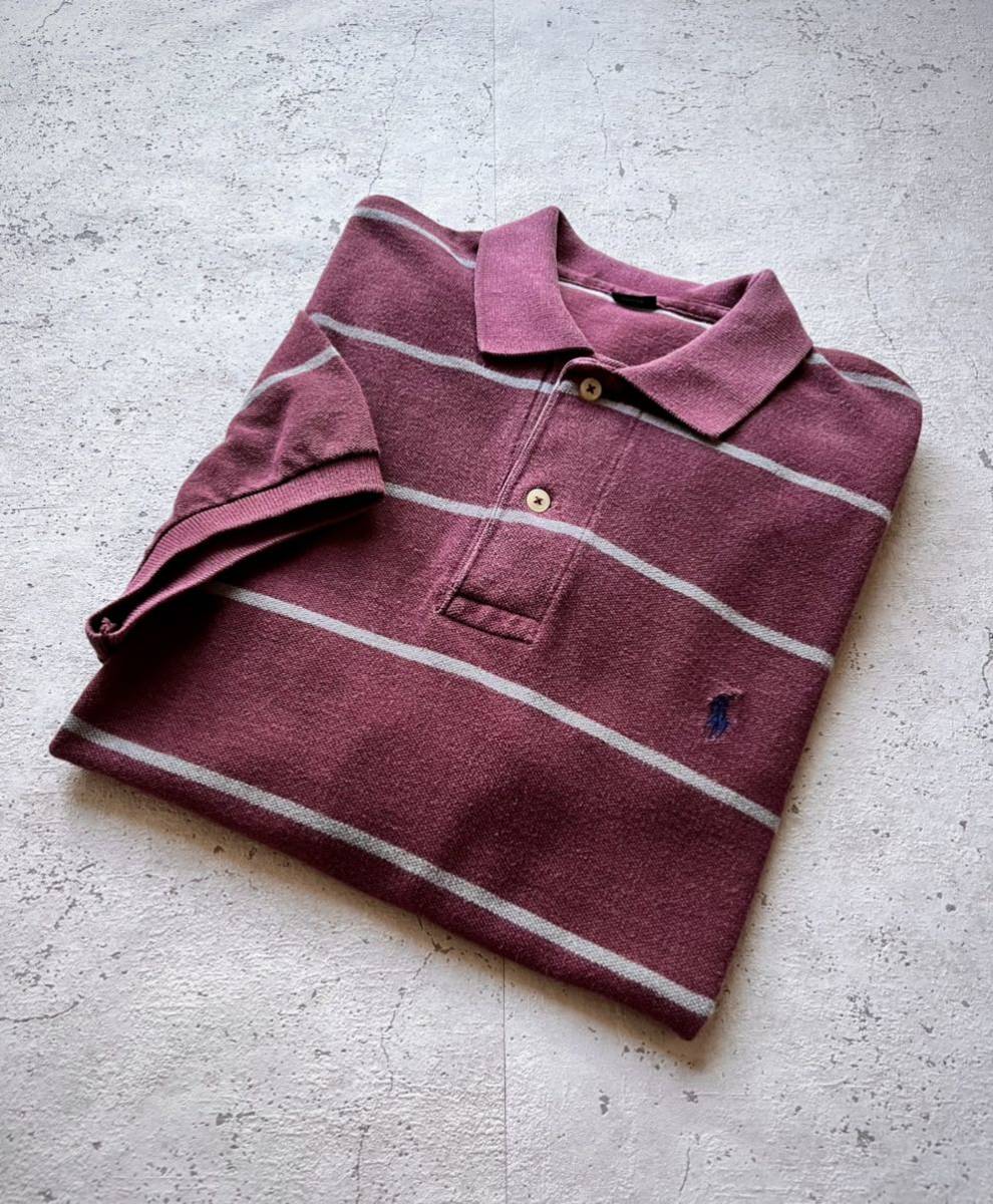90s USA製 POLO - RALPH LAUREN S/S BORDER POLO SHIRT OLD VINTAGE アメリカ製 ラルフローレン ボーダー ポロシャツ オールド ビンテージ拍卖