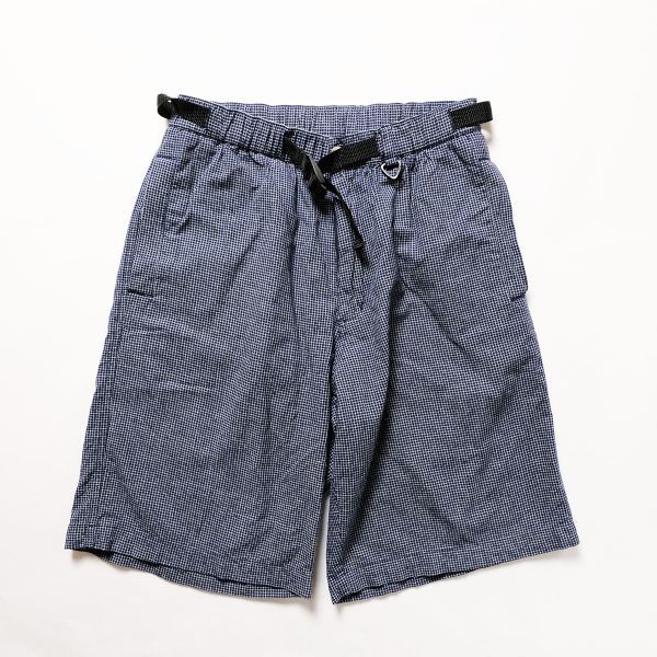 00's Columbia コロンビア アルパイン柄 コットン イージーショーツ 紺 (S) 格子柄 アウトドア 00年代 旧タグ オールド 2001年製拍卖