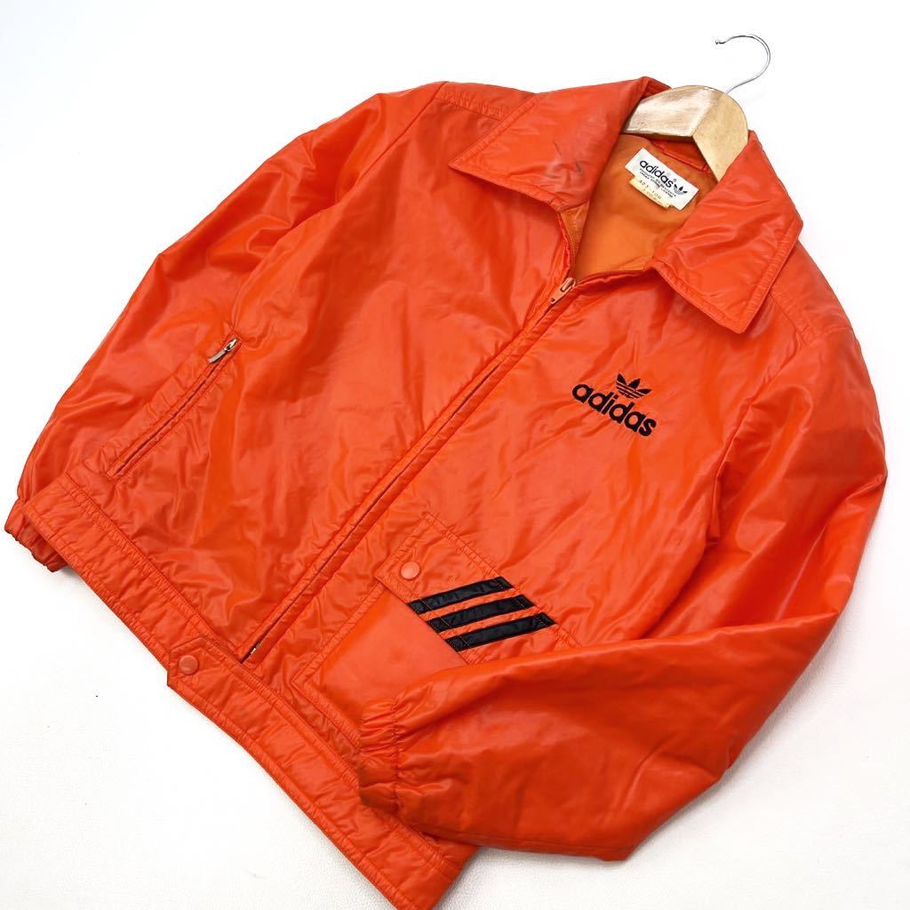 アディダス ☆ adidas ☆ ビンテージ 中綿 ジャケット ブルゾン オレンジ S レトロ スポーティなカラーリング◎ アメカジ 古着MIX■AF195拍卖