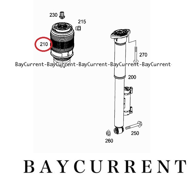 【正規純正品】 Mercedes-Benz リヤ リア エアサス サスペンション 右側 Cクラス W205 C180 C200 C220d C250 C300 C43 C63 AMG 2053200225拍卖