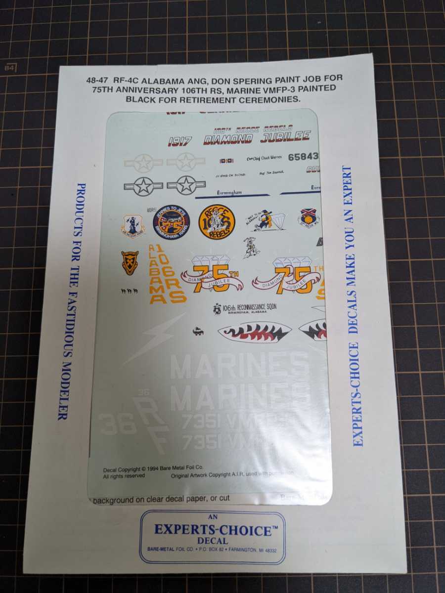 エキスパートチョイス デカール 1/48 48-47 RF-4C アラバマANG RF-4B VMFP-3 ファントムⅡハセガワ拍卖