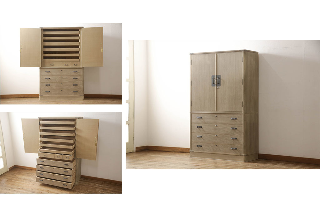 R-057244 中古 美品 国産手造り家具 凛とした佇まいが魅力的な総桐箪笥(胴丸、桐たんす、収納箪笥、衣装タンス、和タンス)(R-057244)拍卖