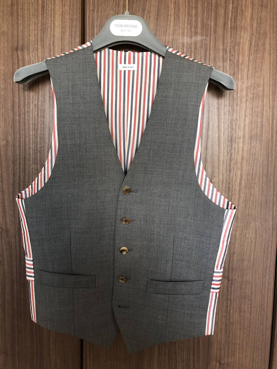 THOM BROWNE スーツベスト 00 ミディアムグレー 定番 イタリア製 SUPER 120's TWILL トムブラウン アメリカ ニューヨーク NEW YORK拍卖