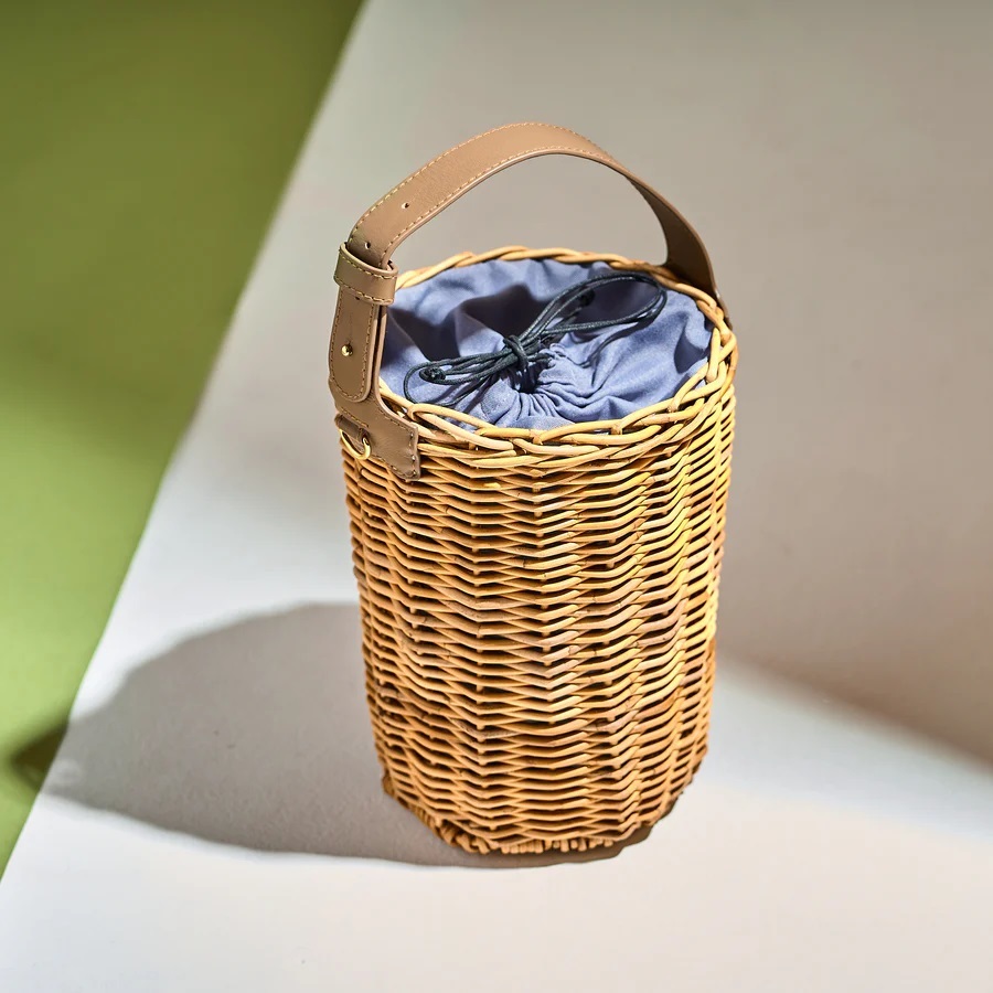 【新品・グレージュ】カシェリエ/CACHELLIE アラログ ヘキサゴンレザーハンドル トート かご ラタン ARUROG×LEATHER HEXAGON TOTE拍卖