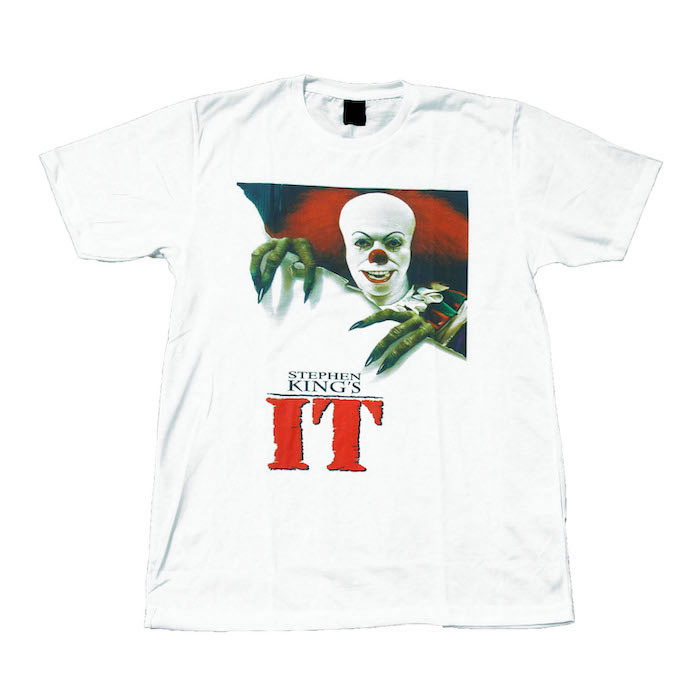 ホラー映画Tシャツ イット IT ペニーワイズ ピエロ アメリカ キャラクター ストリート系 おもしろTシャツ メンズ 半袖★tsr0394-wht-m拍卖