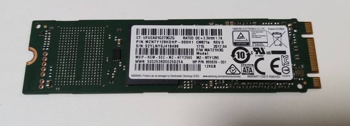 SAMSUNG SSD CM871a 128GB MZ-NTY1280 NGFF M.2 2280拍卖