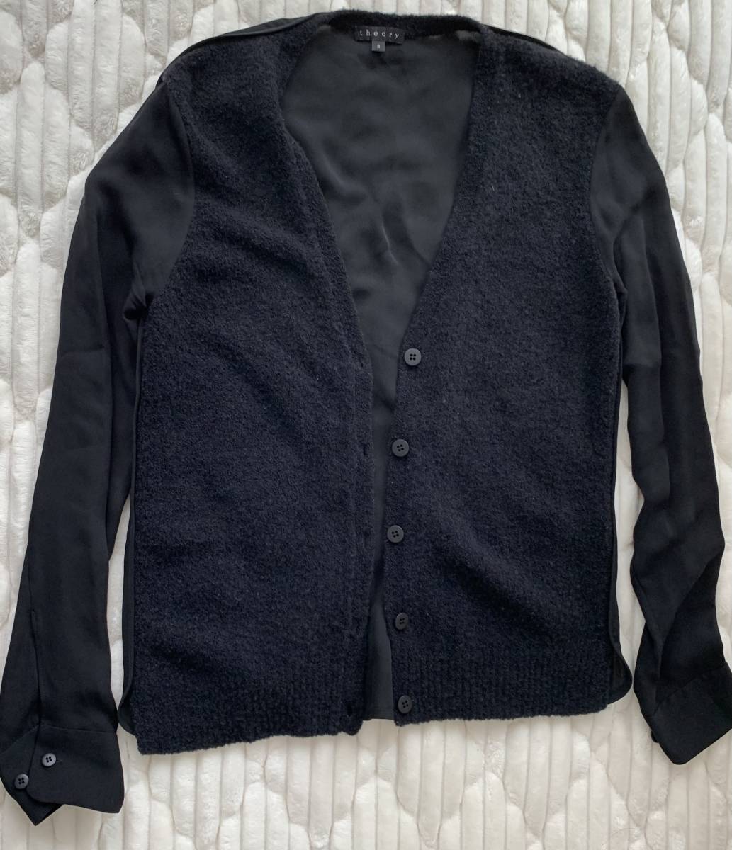 セオリー 布帛使い異素材カーディガン Sサイズ ブラック拍卖