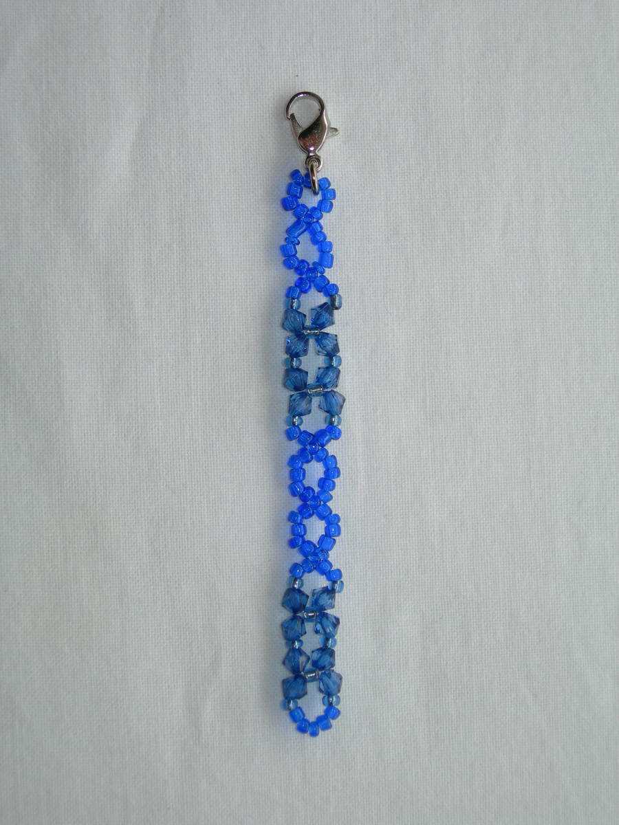 ビーズストラップ チャーム(青) ハンドメイド 新品拍卖
