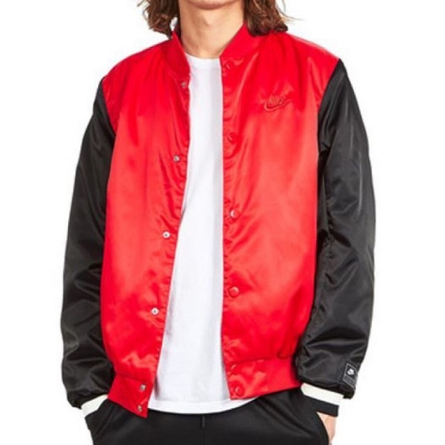 ナイキ エア ウーブン スタジャン Mサイズ 定価13750円 レッド/ブラック 赤 黒 ナイロン 中綿 ブルゾン ジャケット スタジアムジャンパー拍卖