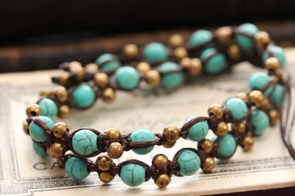 *ターコイズ・ブラスビーズブレスレット拍卖
