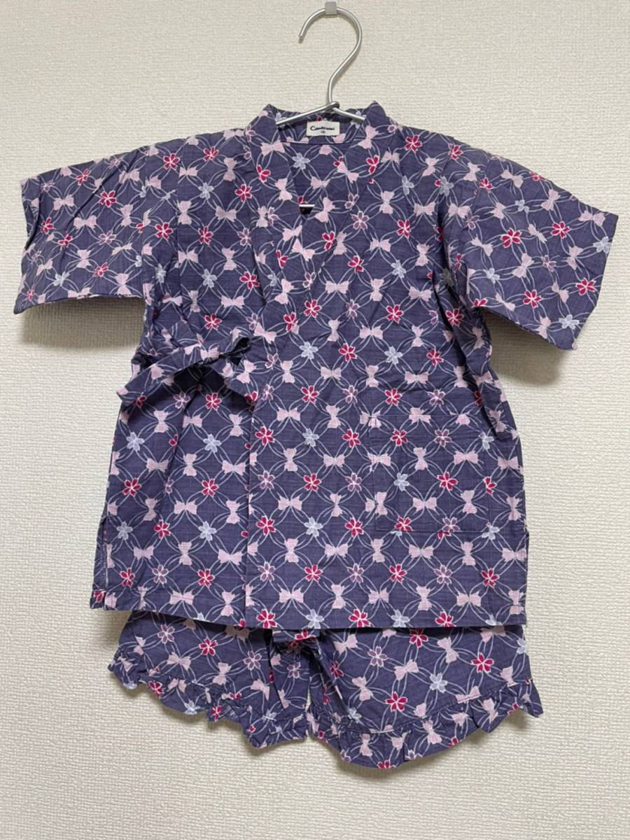 中古★キッズ★Combi mini コンビニミニ★甚平★サイズ100★パープルリボン柄拍卖