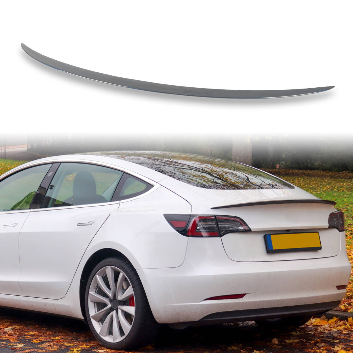 純正色塗装済 ABS製 トランクスポイラー テスラ用 モデル3 セダン Pタイプ ポン付け カラーコード:PMNG QTS-51055拍卖