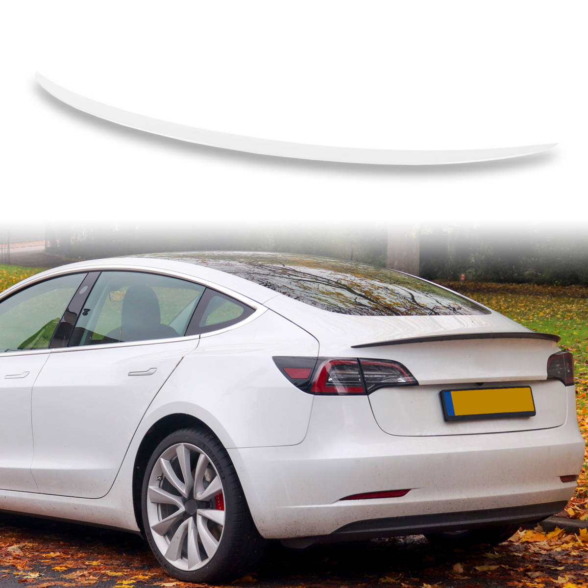 純正色塗装済 ABS製 トランクスポイラー テスラ用 モデル3 セダン Pタイプ ポン付け カラーコード:PPSW QTS-51055拍卖