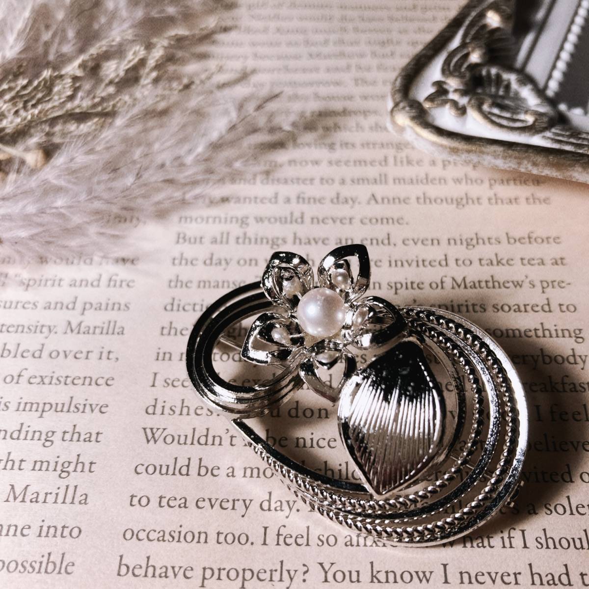 美品 シルバー パール ブローチ お花 セレモニー ビンテージ silver pearl flower Brooch ceremony japan Vintage 0005拍卖