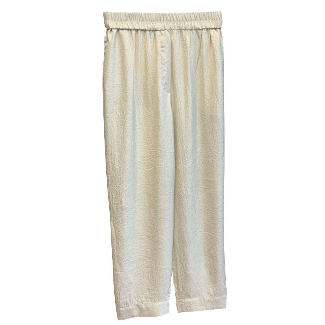 ストレートパンツ ウエストゴム カジュアル オフィス シンプル レディース Mサイズ ベージュ拍卖