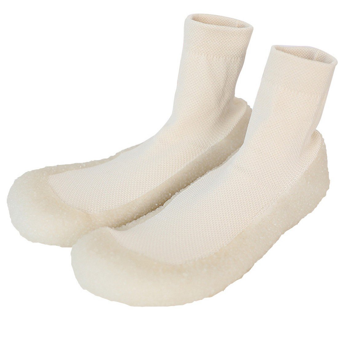 ソックスシューズ 蛍光色 滑り止め 柔らか 通気性 軽量 伸縮性 靴下 ルームシューズ 室内室外兼用 24cm ベージュ拍卖